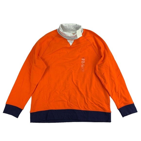 Club Room Mens Fleece Long Sleeve Colorblock Turtleneck Sweater Orange L - Picture 1 of 4